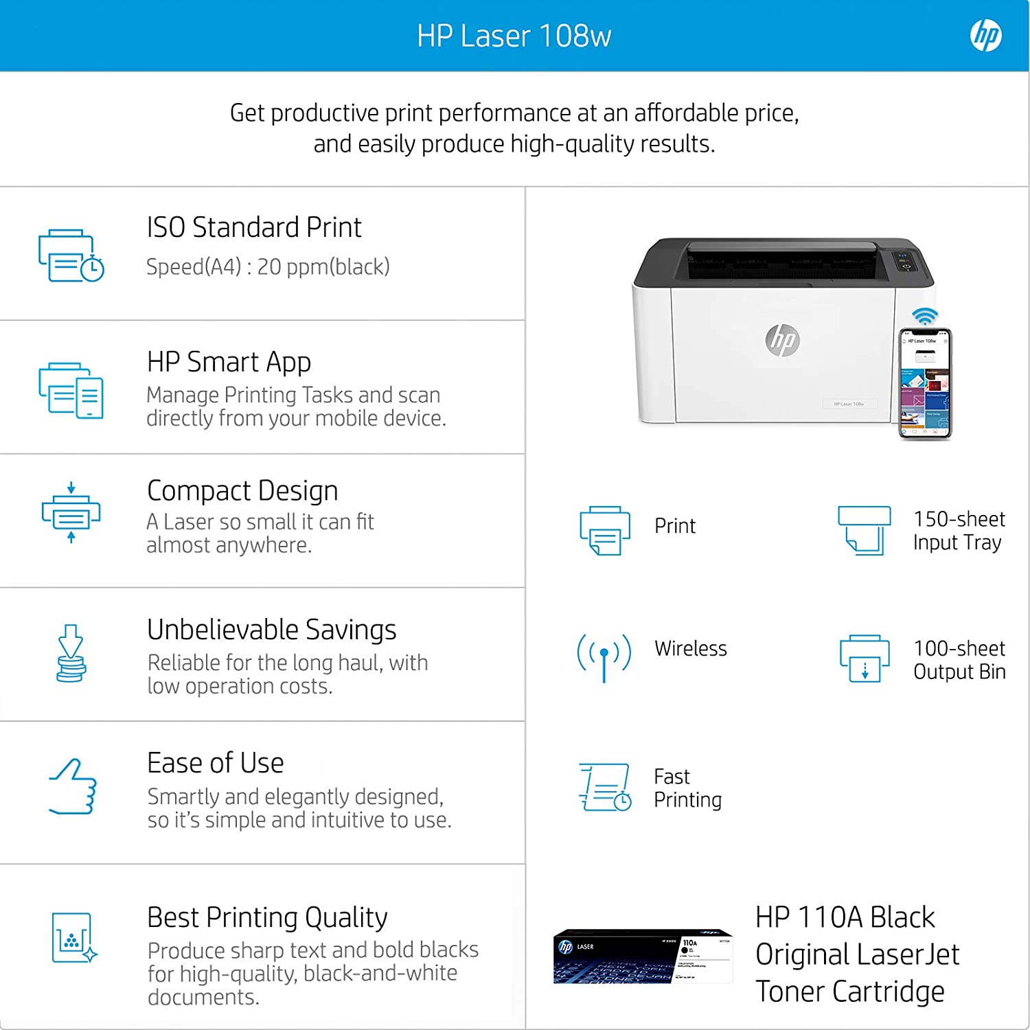 HP Laser 108w Printer