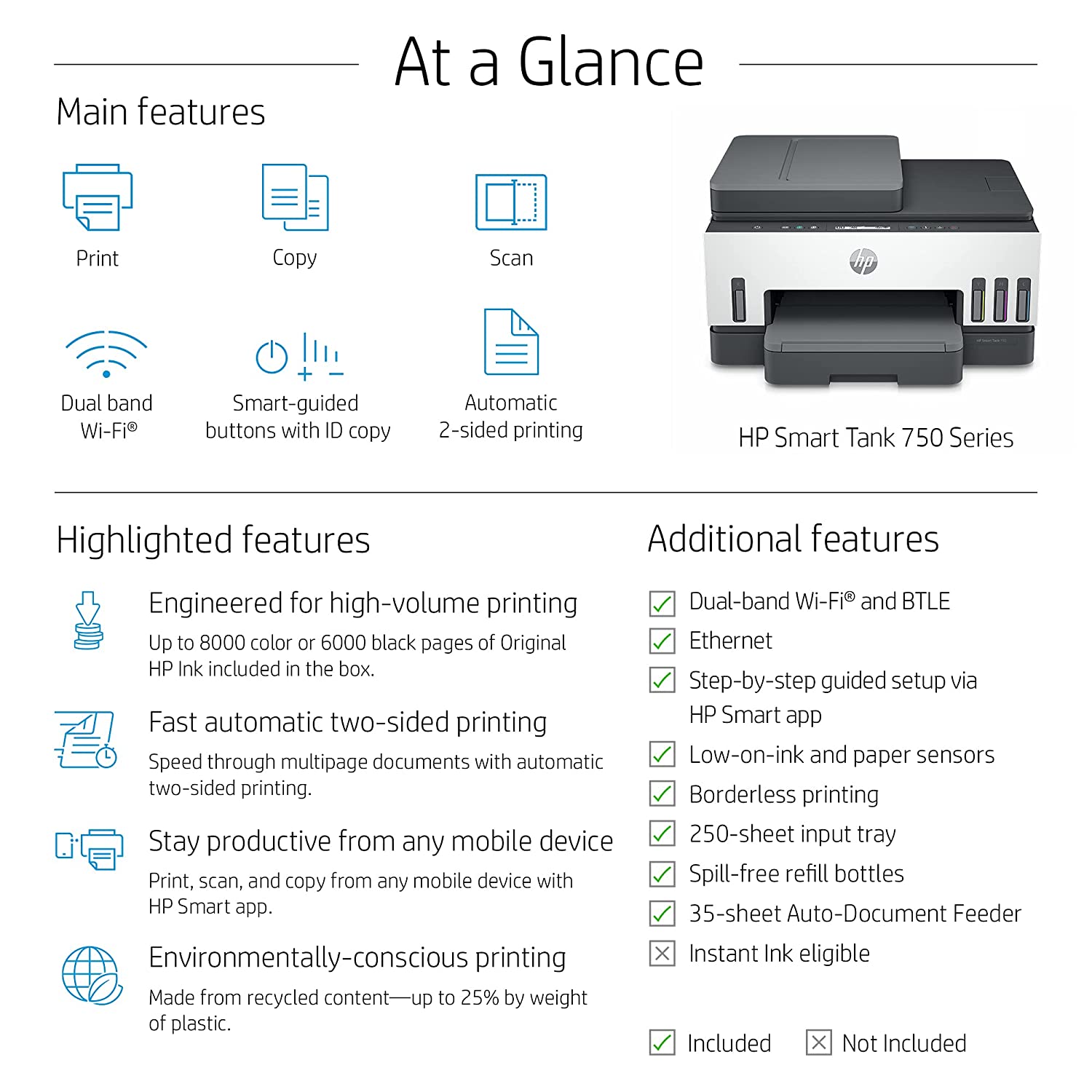 HP Smart Tank 750 All-in-One Printer