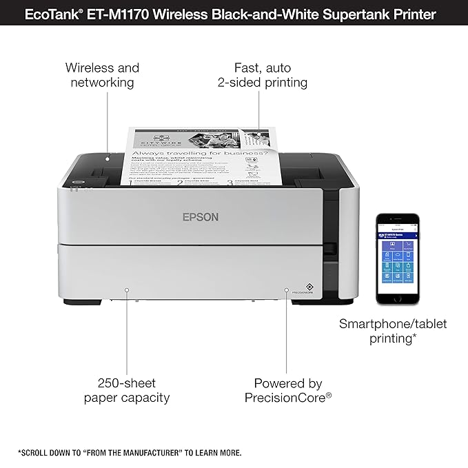 Epson Eco Tank Monochrome Ink Tank A4 Printer-(M1170)