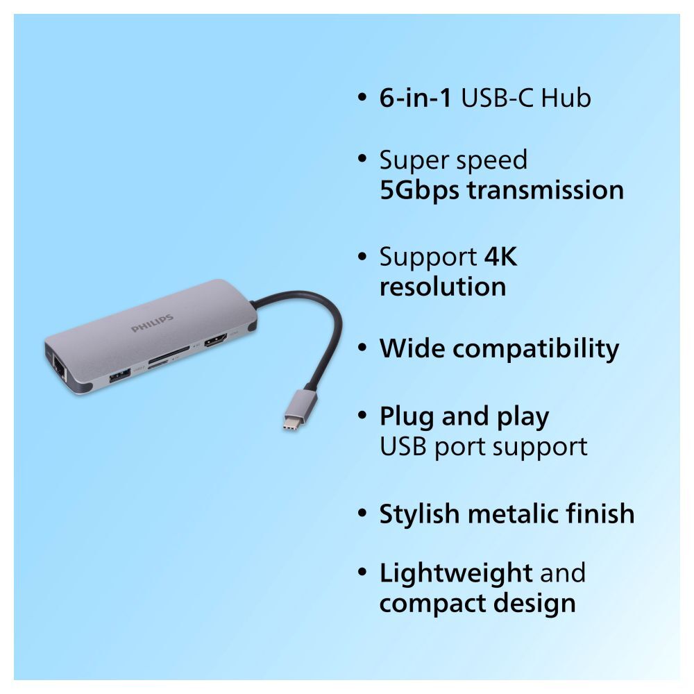 PHILIPS 6 in 1 HUB Type C USB Hub